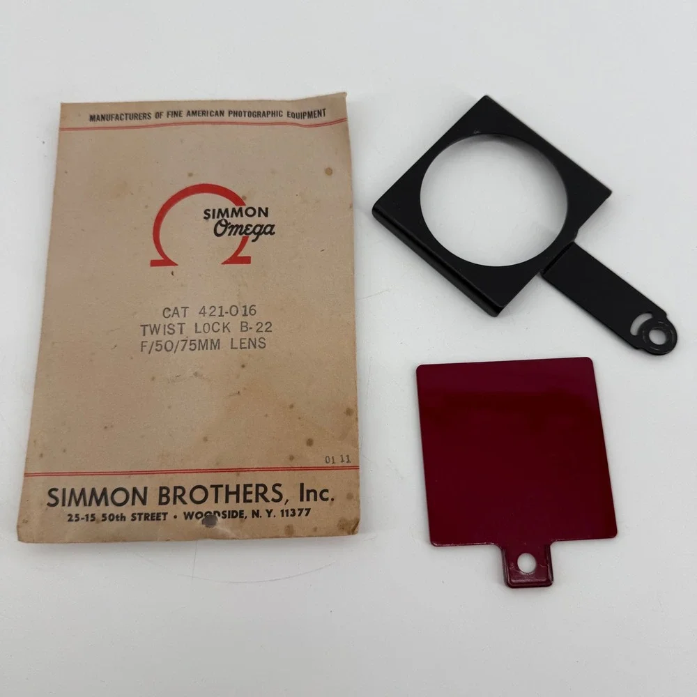 Simmon Omega B-22 Enlarger Glassless Film Holder 35mm 2.25 Twist Lock Lens Mount